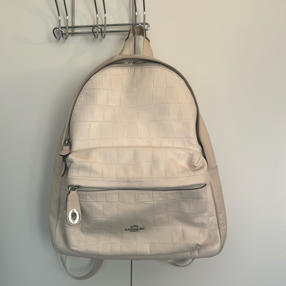 coach white backpack
